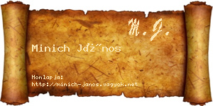 Minich János névjegykártya
