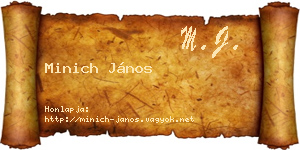 Minich János névjegykártya